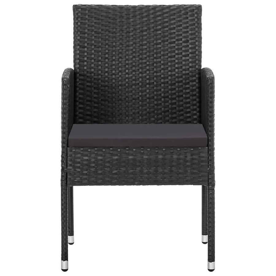 Ensemble à manger de jardin 5 pcs noir résine tressée et acier - 5
