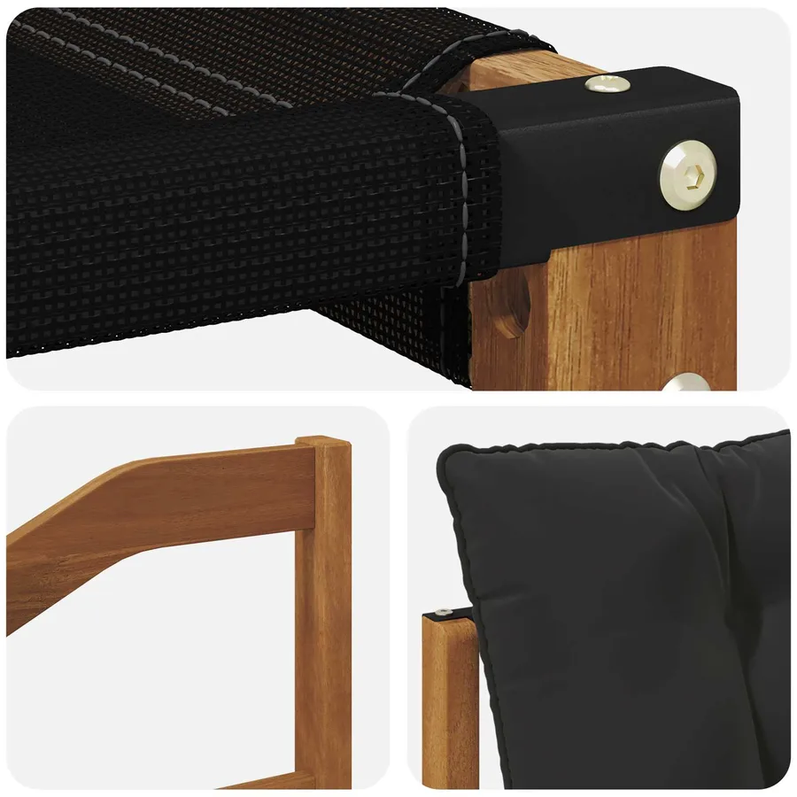 Ensemble de canapés d'extérieur 3 pcs Naturel et Noir - 5