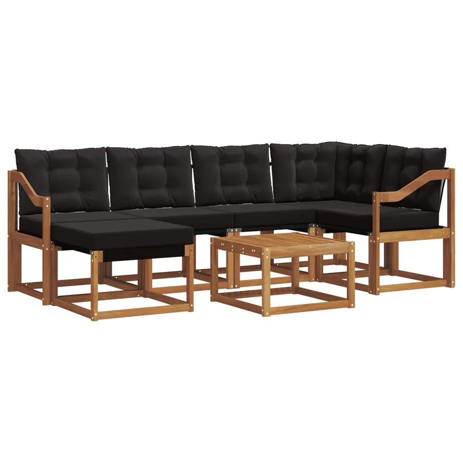 Ensemble de canapés d'extérieur 7 pcs Naturel et Noir - 2