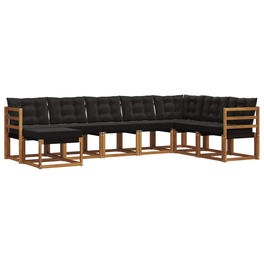 Ensemble de canapés d'extérieur 8 pcs Naturel et Noir - 2