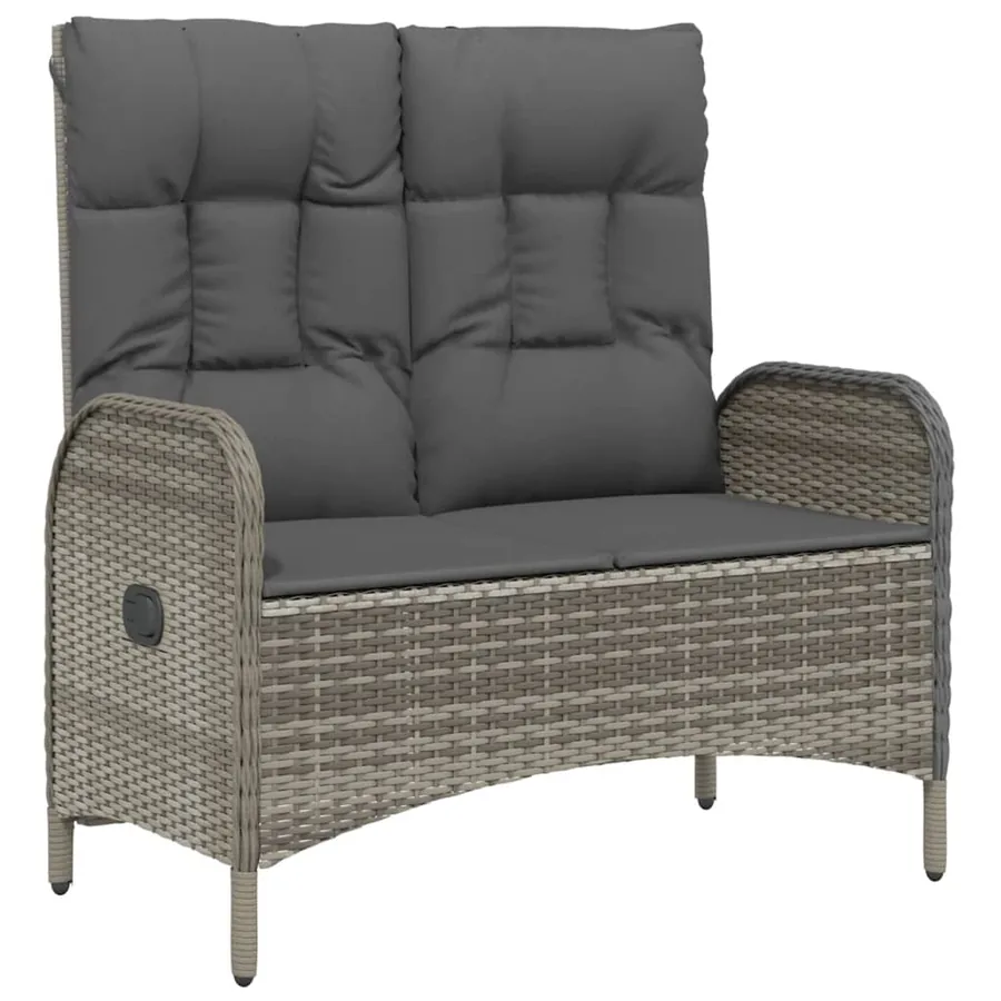 Ensemble à manger jardin et coussins 2 pcs gris rotin - 3