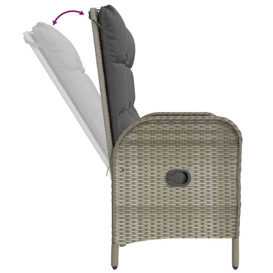 Ensemble à manger jardin et coussins 2 pcs gris rotin - 5