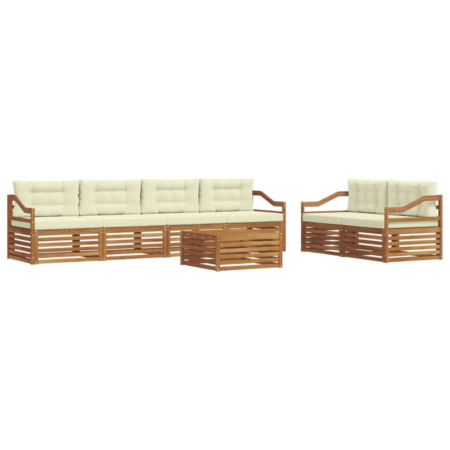 Ensemble de canapés d'extérieur 7 pcs Naturel et Crème - 2