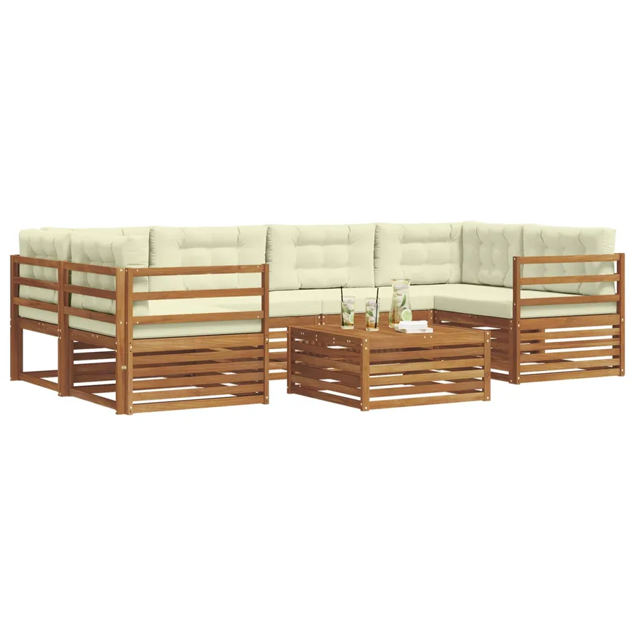 Ensemble de canapés d'extérieur 7 pcs Naturel et Crème - 3