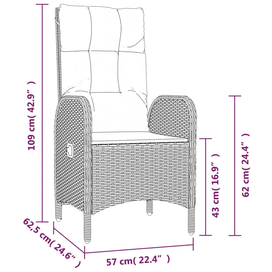 Ensemble à manger jardin 4pcs et coussins Gris Résine tressée - 9