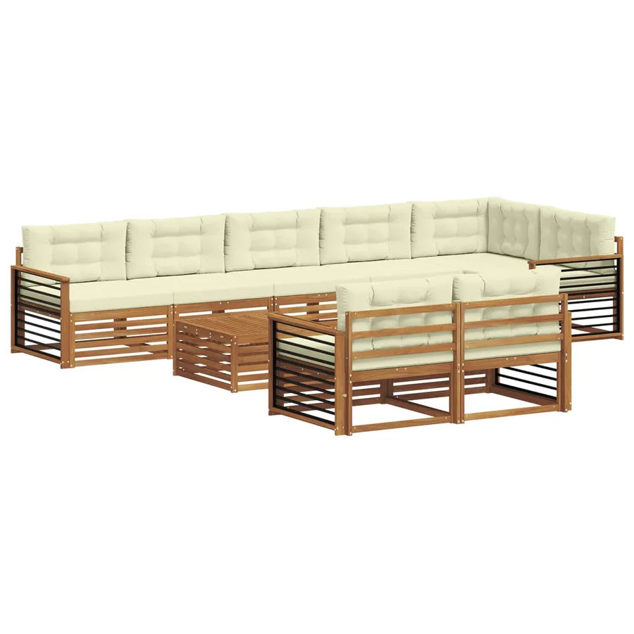 Ensemble de canapés d'extérieur 9 pcs Naturel et Crème - 2