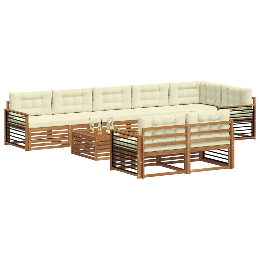 Ensemble de canapés d'extérieur 9 pcs Naturel et Crème - 3