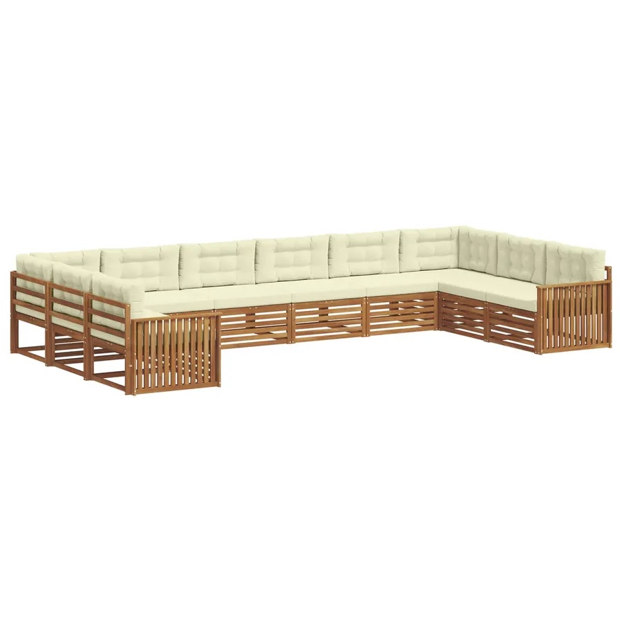 Ensembles de canapés 6 pc Naturel et Crème Bois d'Acacia Massif - 2