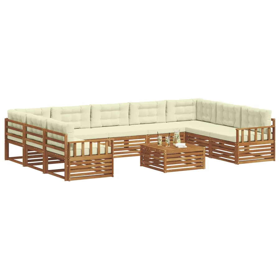 Ensemble de canapés d'extérieur 10 pcs Naturel et Crème - 3