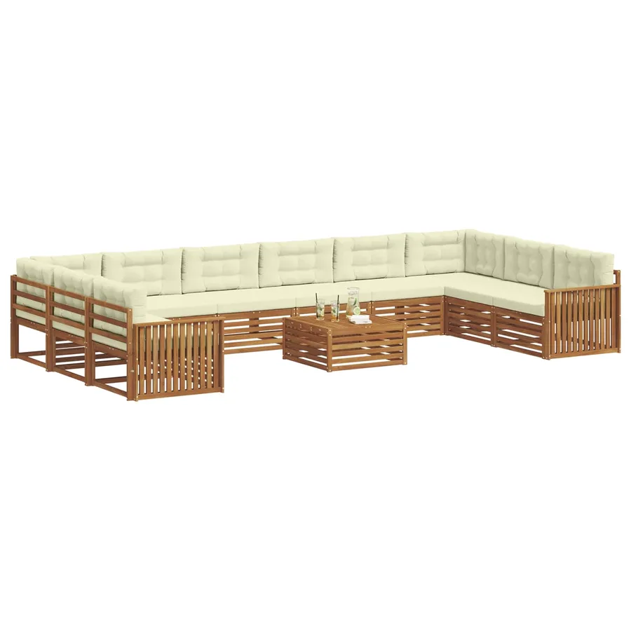 Ensembles de canapés avec coussin 11 pcs Naturel et Crème - 3
