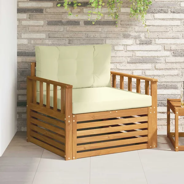 Canapé d’extérieur Bois d'acacia massif et polyester