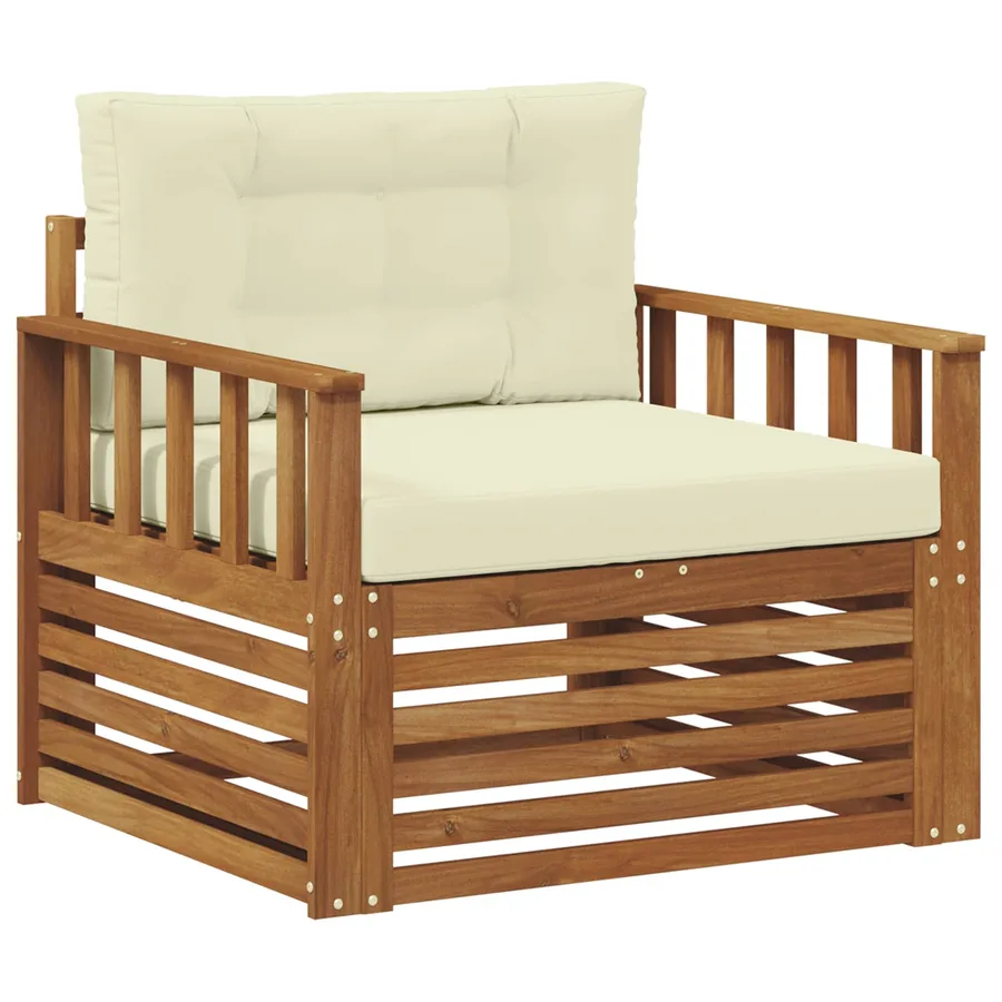 Canapé d’extérieur Bois d'acacia massif et polyester - 2