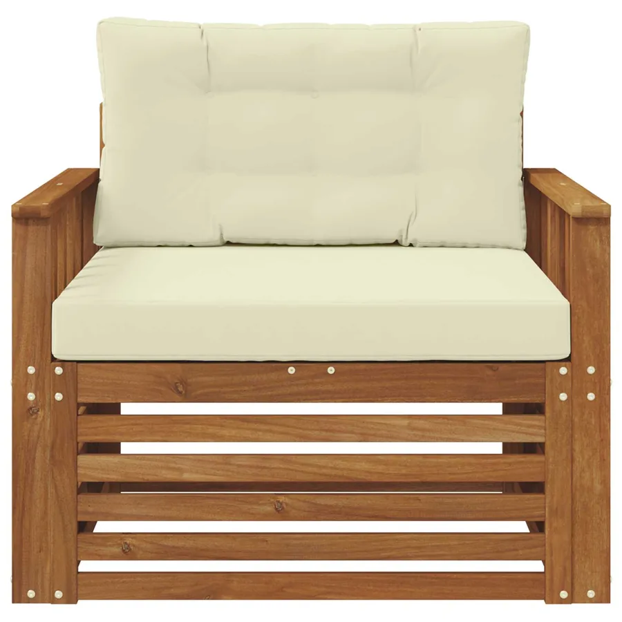 Canapé d’extérieur Bois d'acacia massif et polyester - 3