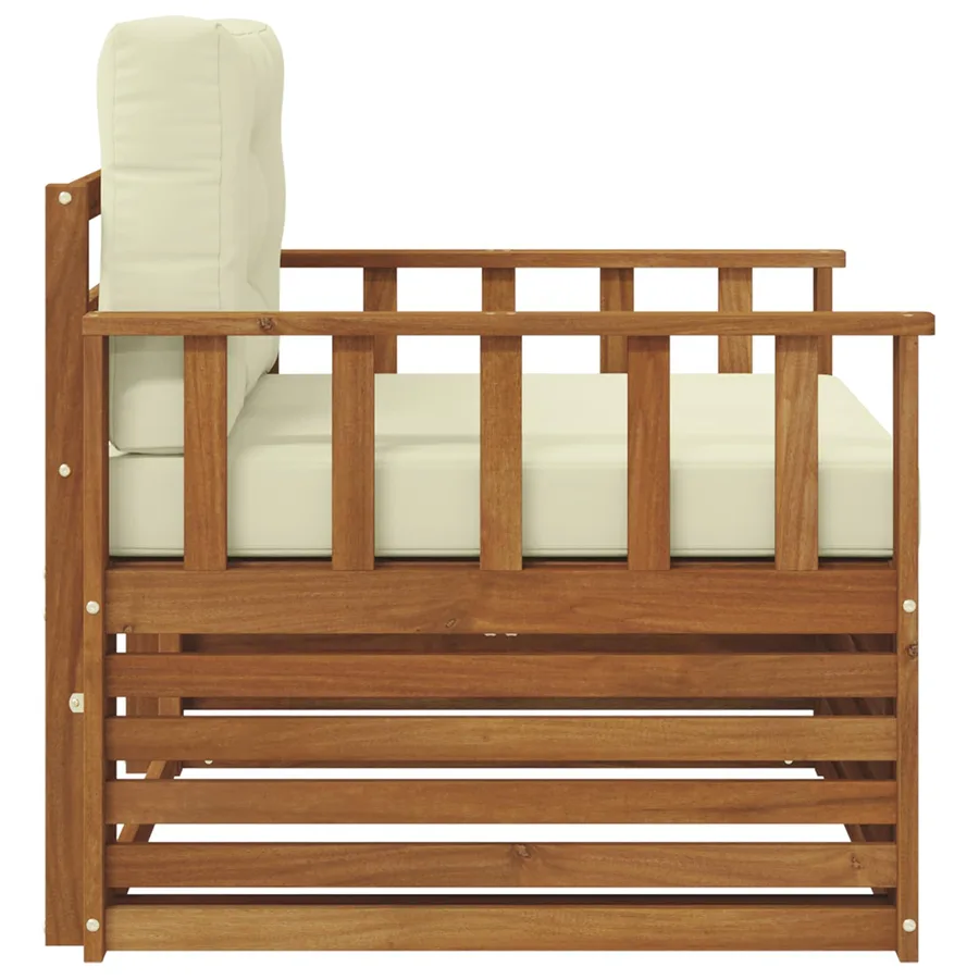 Canapé d’extérieur Bois d'acacia massif et polyester - 4