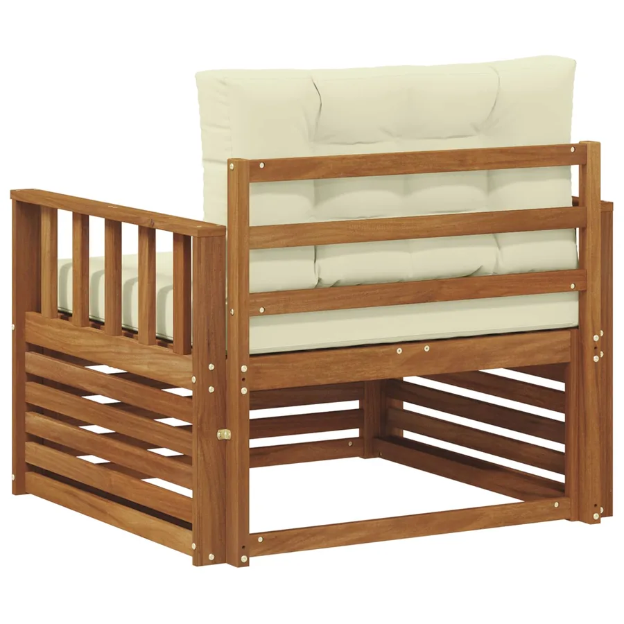 Canapé d’extérieur Bois d'acacia massif et polyester - 5