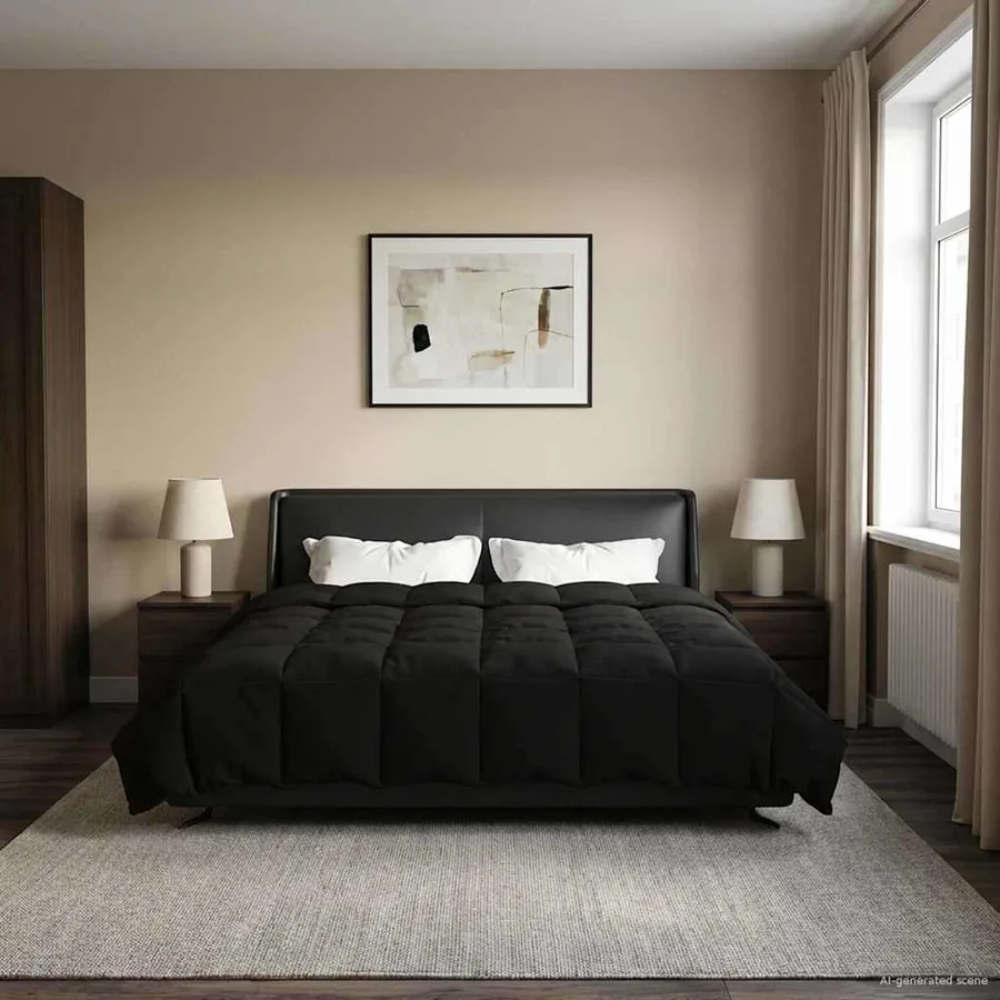 Duvet d'été simple Matelassé Noir 200 x 240 cm Microfibre - 4