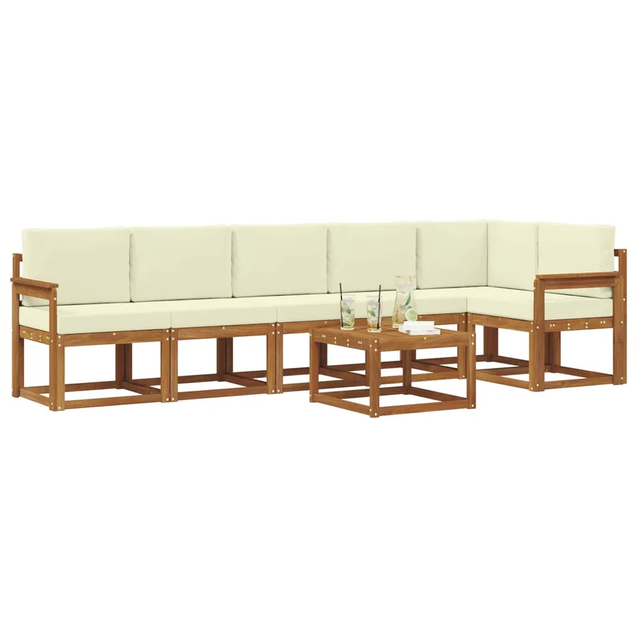 Ensemble de canapés d'extérieur 7 pcs Naturel et Crème - 3