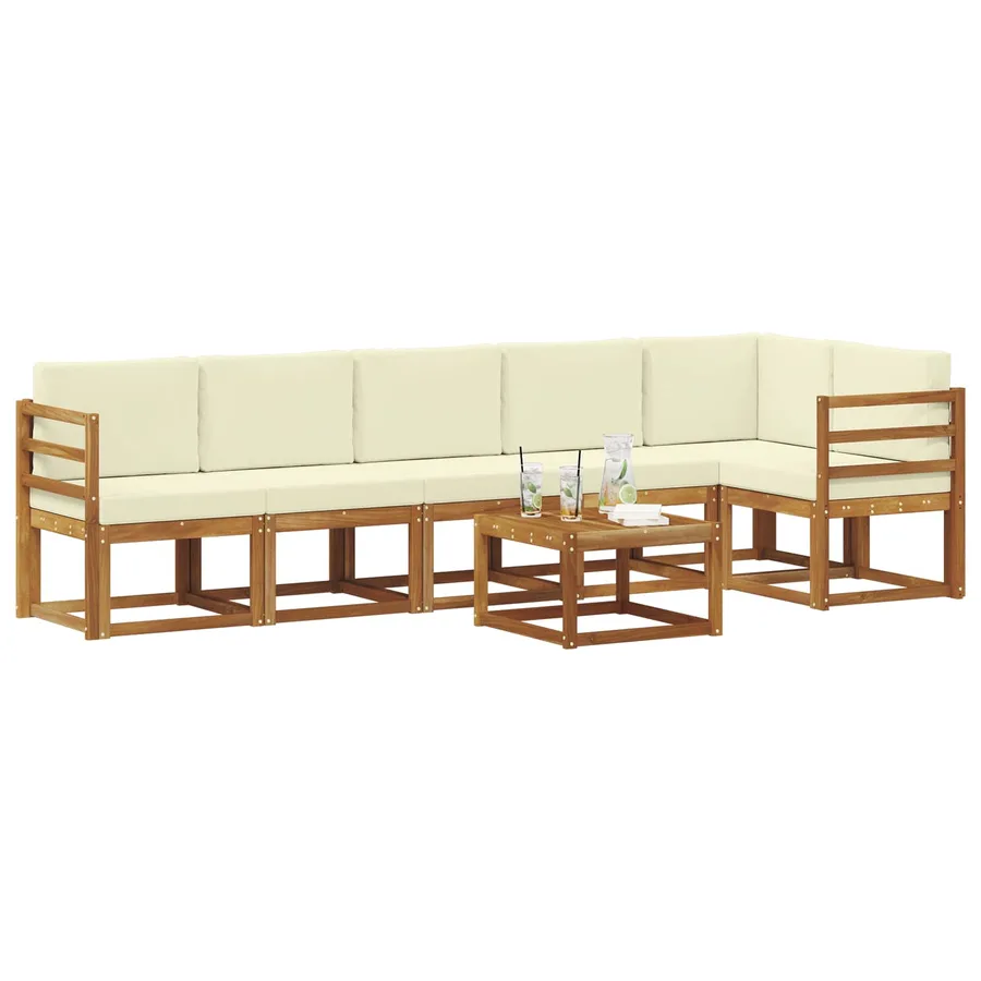 Ensemble de canapés d'extérieur 7 pcs Naturel et Crème - 3