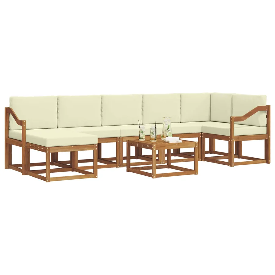 Ensemble de canapés d'extérieur 8 pcs Naturel et Crème - 3