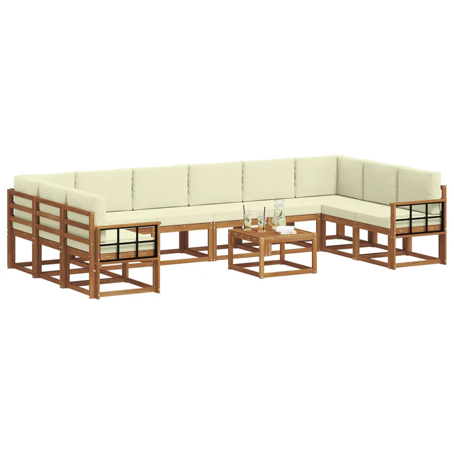 Ensemble de canapés d'extérieur 11 pcs Naturel et Crème - 3