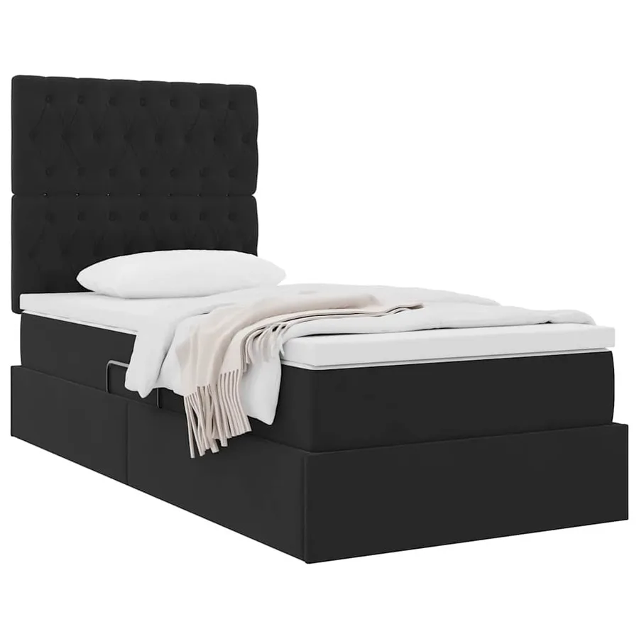 Lit avec rangement et matelas Noir 90 x 190 cm Velours - 3