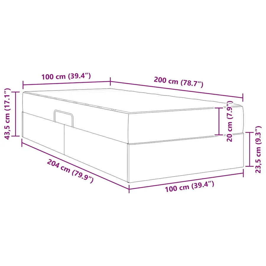 Lit avec rangement et matelas Bleu 100 x 200 cm Polyester - 16
