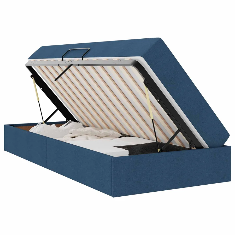 Lit avec rangement et matelas Bleu 100 x 200 cm Polyester - 2