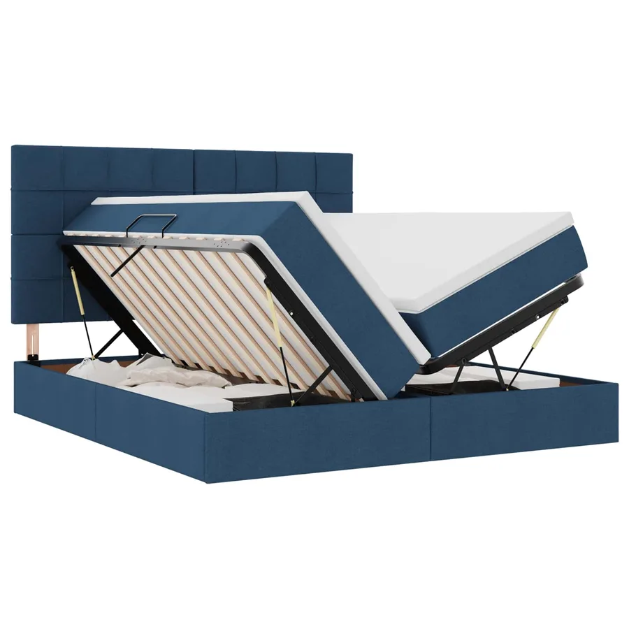 Lit de rangement LED avec matelas Bleu 200 x 200 cm Tissu - 2