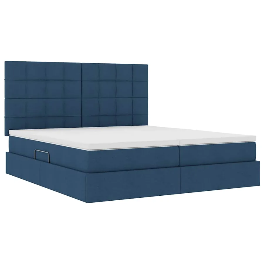 Lit de rangement LED avec matelas Bleu 200 x 200 cm Tissu - 6