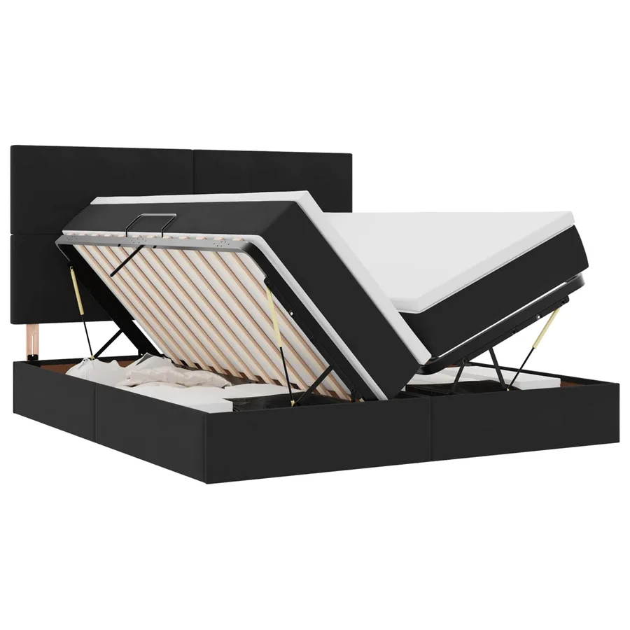 Lit de rangement LED avec matelas Noir 180 x 200 cm Velours - 2
