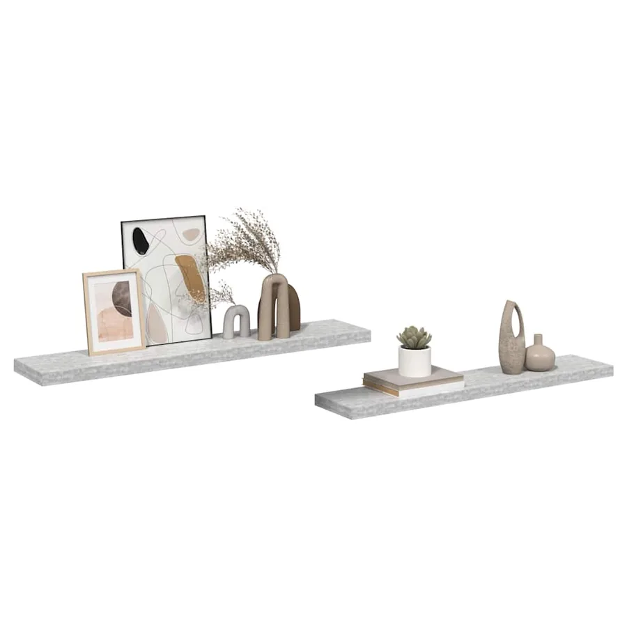 Étagères murales flottantes 2 pcs gris béton 120x23,5x3,8cm MDF - 5