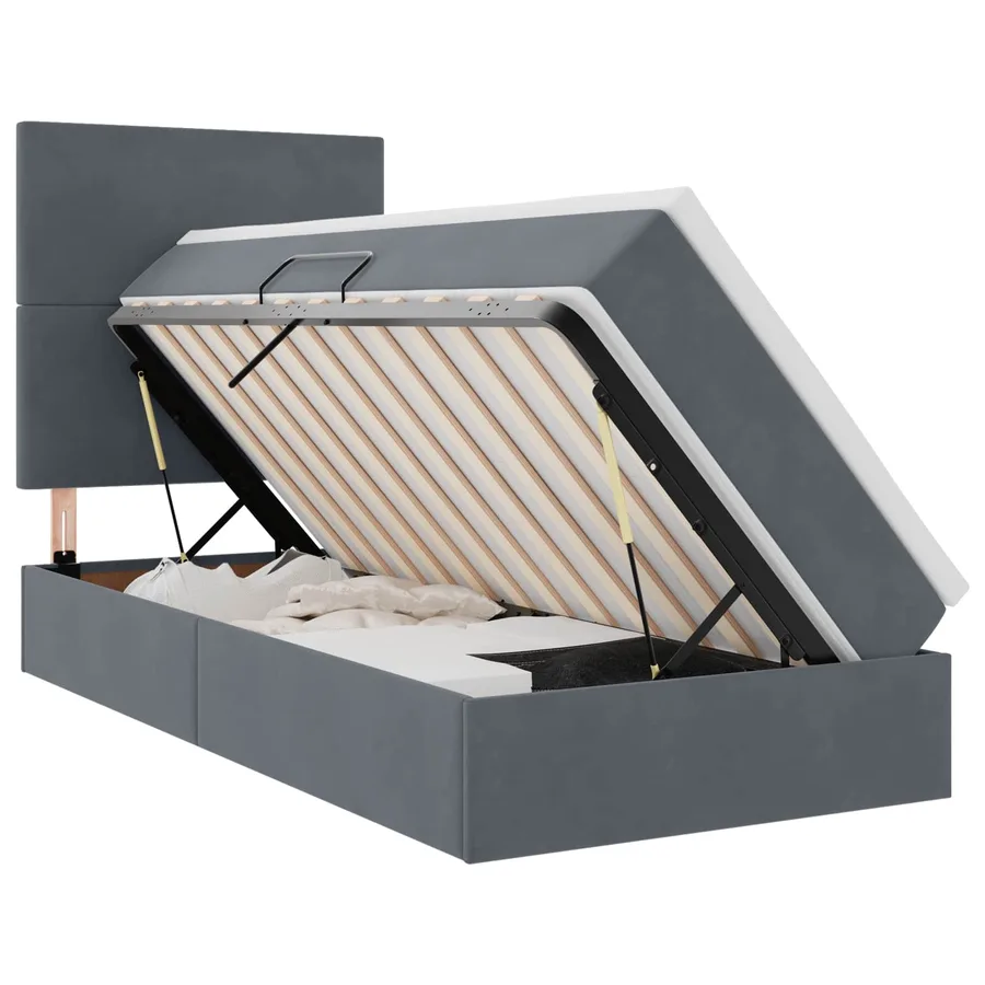 Lit de rangement LED avec matelas Gris foncé 90 x 190 cm - 2
