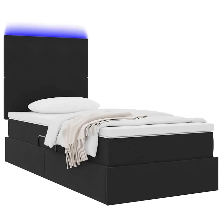 Lit de rangement LED avec matelas Noir 90 x 200 cm Velours - 3