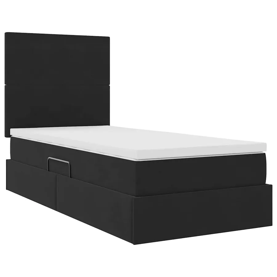 Lit de rangement LED avec matelas Noir 90 x 200 cm Velours - 6