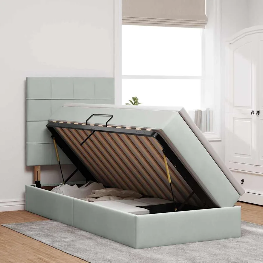 Lit de rangement LED avec matelas Gris clair 90 x 200 cm - 4