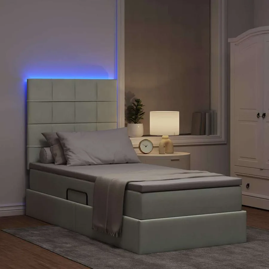 Lit de rangement LED avec matelas Gris clair 90 x 200 cm - 5