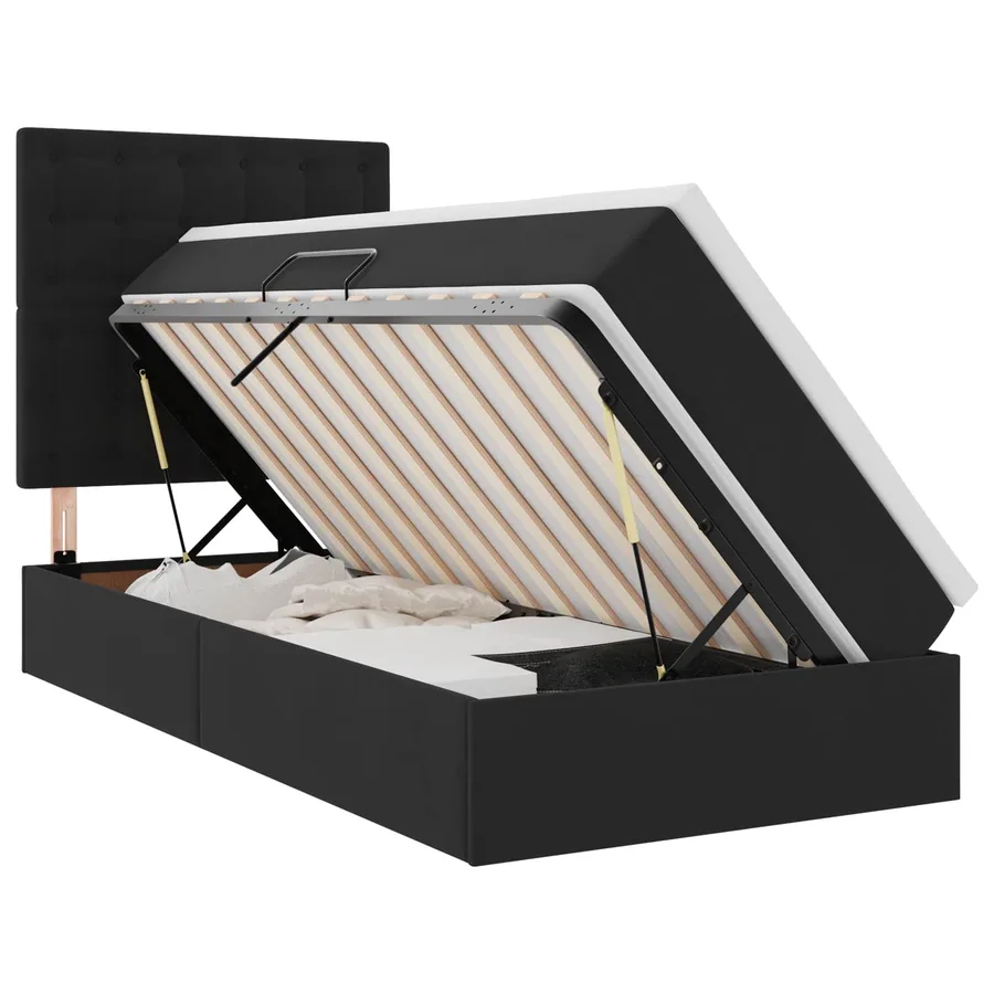 Lit de rangement LED avec matelas Noir 90 x 200 cm Velours - 2