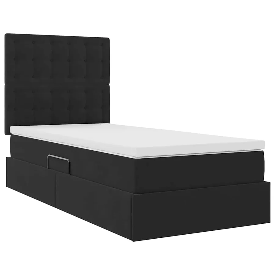 Lit de rangement LED avec matelas Noir 90 x 200 cm Velours - 6