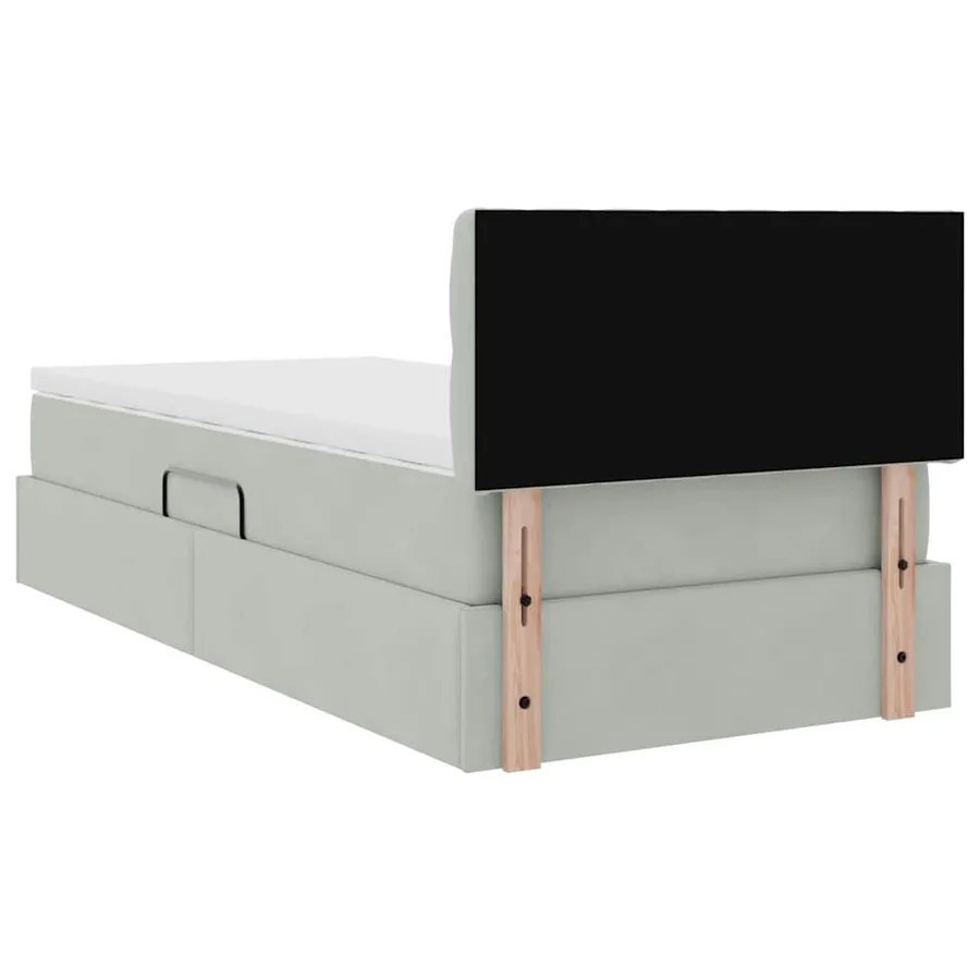 Lit de Rangement avec matelas Gris clair 90 x 200 cm Velours - 11