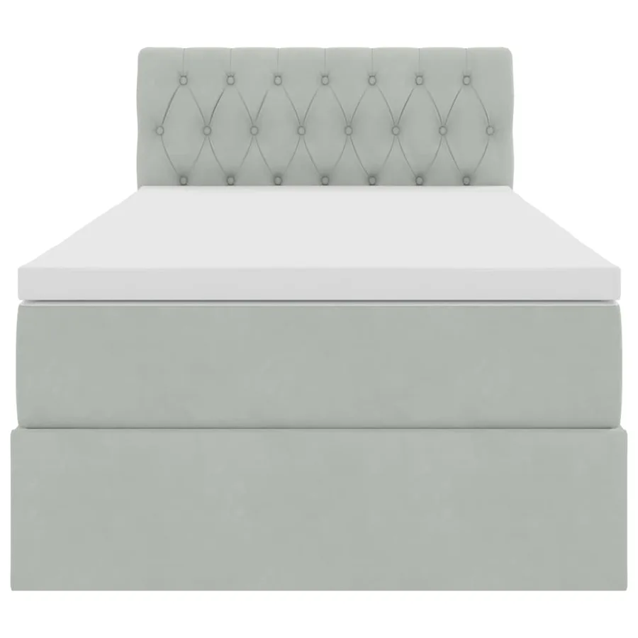 Lit de Rangement avec matelas Gris clair 90 x 200 cm Velours - 7