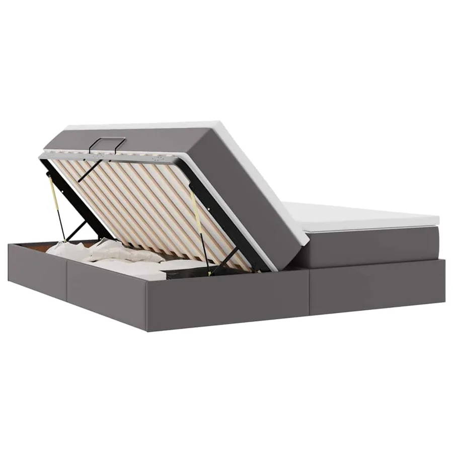 Lit avec rangement et matelas avec matelas Gris 200 x 200 cm - 7