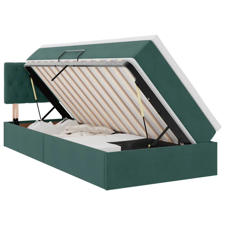 Lit de rangement LED avec matelas Vert foncé 90 x 200 cm - 2