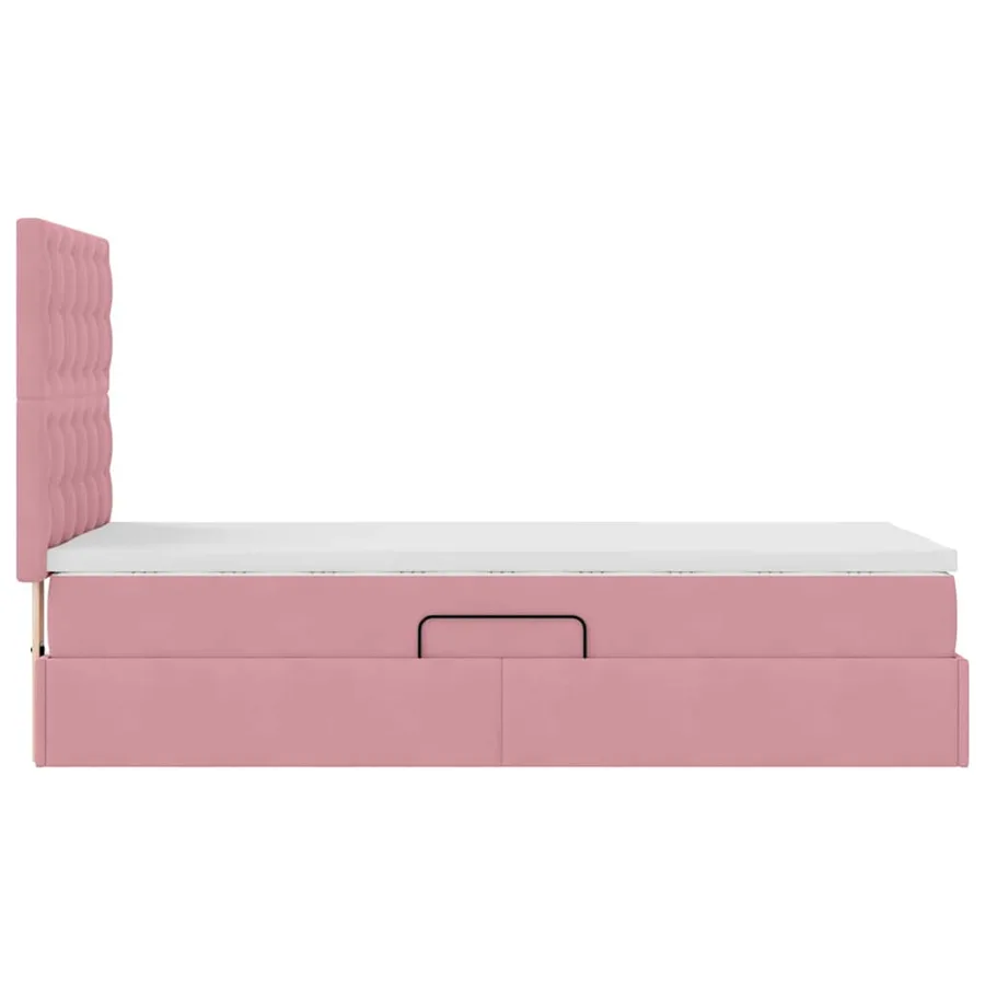 Lit avec rangement et matelas Rose 90 x 190 cm Velours - 10