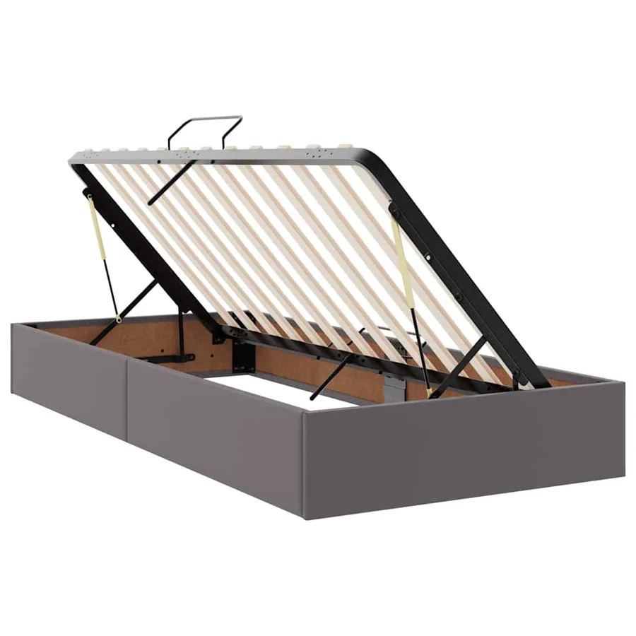 Lit avec rangement et matelas Gris 90 x 190 cm Simili cuir - 6