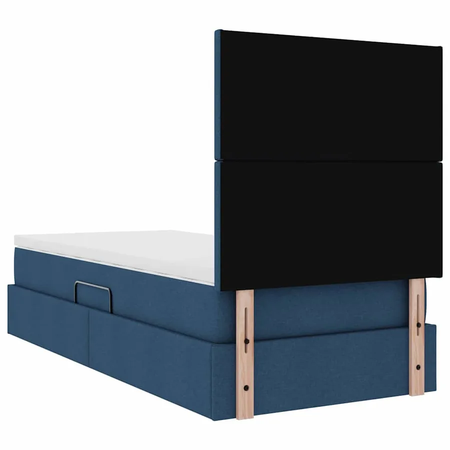 Lit avec rangement et matelas Bleu 90 x 190 cm tissu - 11