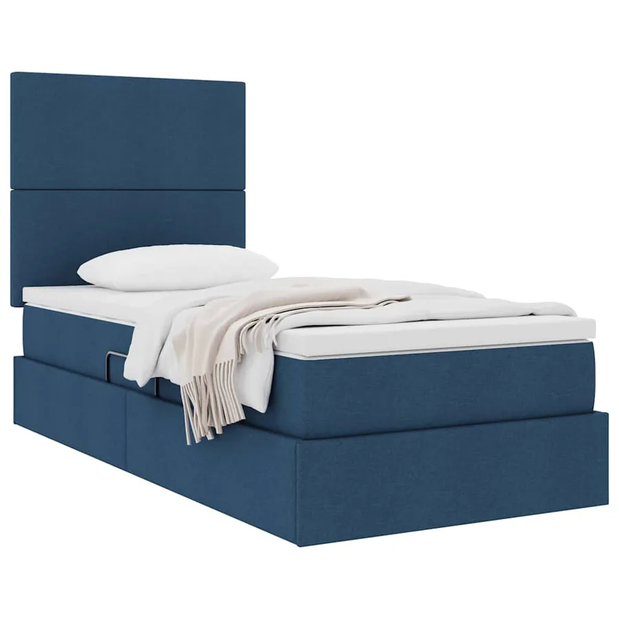 Lit avec rangement et matelas Bleu 90 x 190 cm tissu - 3