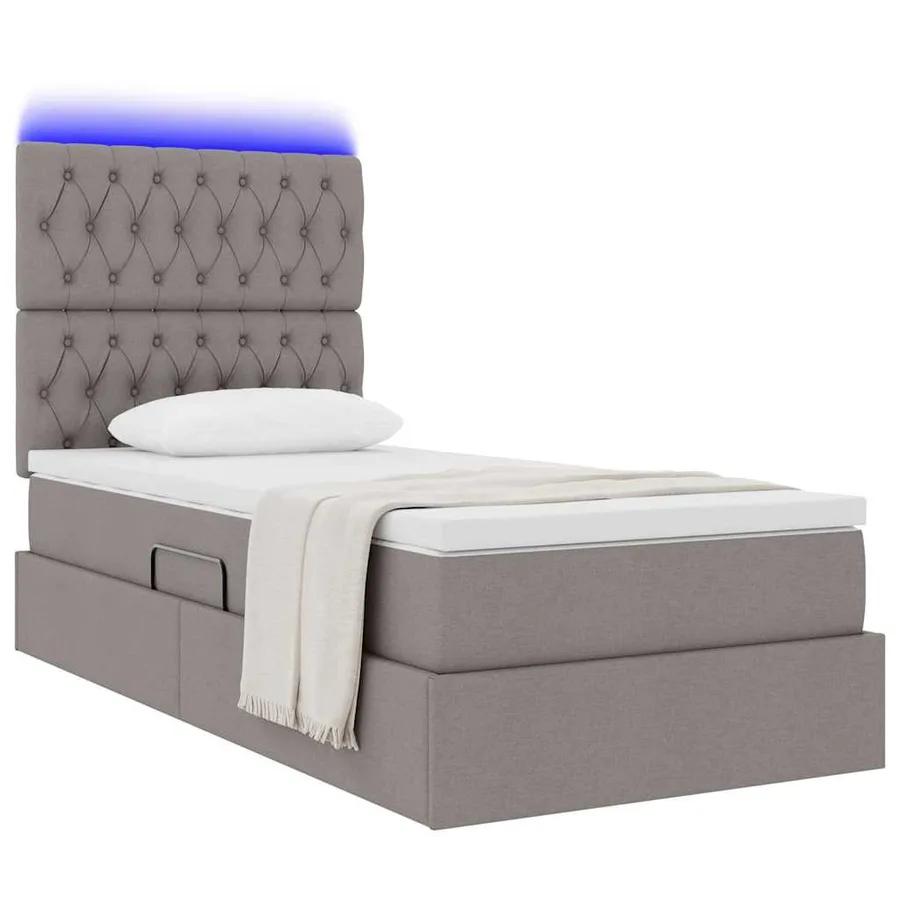 Lit de rangement LED avec matelas Taupe 90 x 190 cm Tissu - 3
