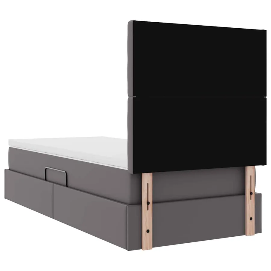 Lit avec rangement et LED Gris 100 x 200 cm Simili cuir - 12