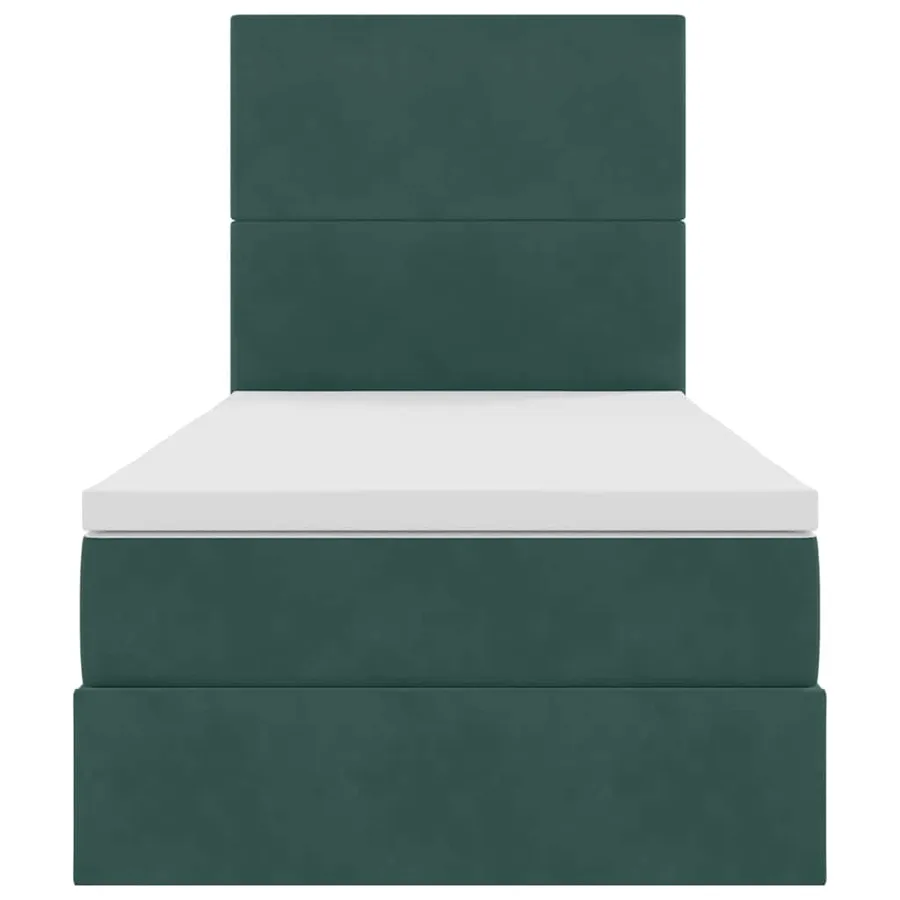 Lit avec rangement et matelas Vert foncé 90 x 190 cm Velours - 7