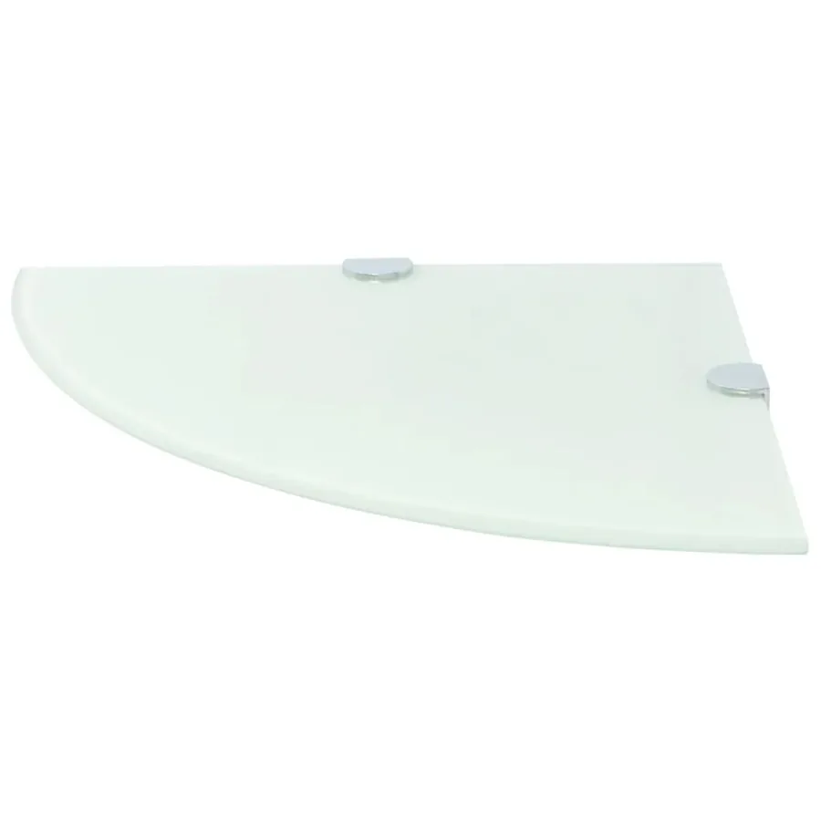 Étagères d'angle 2 pcs et supports chromés Verre Blanc 25x25 cm - 3
